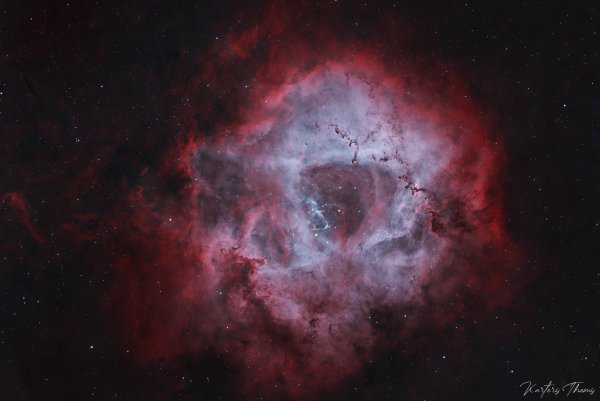 Rosette Nebula and Satellite Cluster (NGC 2244) HOO+RGB Stars version