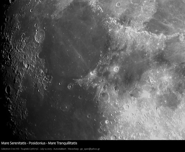 Mare Serenitatis - Posidonius - Mare Tranquillitatis