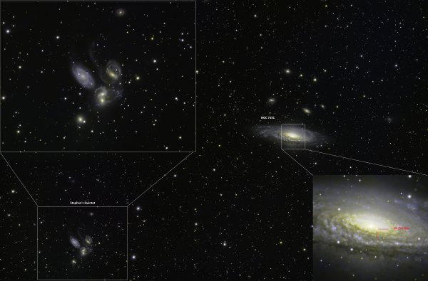 NGC 7331 & Stephan's Quintet blown and annotated