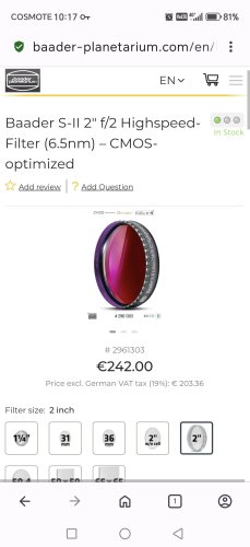 Περισσότερες πληροφορίες για το "Sii baader f2 2inch 6.5nm"