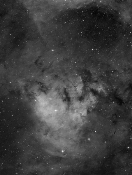 Κεντρικό μέρος του σχηματισμού NGC 7822, ή το Νεφέλωμα του Ερωτηματικού σε Ηa